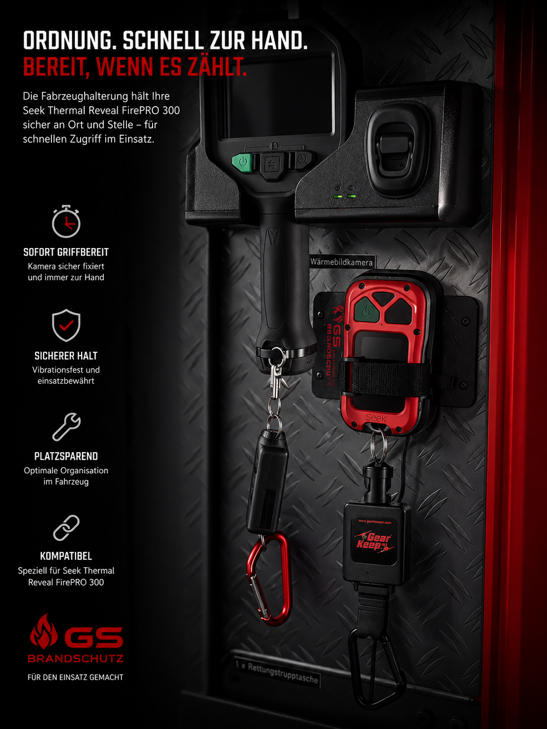 Fahrzeughalterung für Seek Thermal Reveal FirePRO 300 Wärmebildkamera - GS Brandschutz
