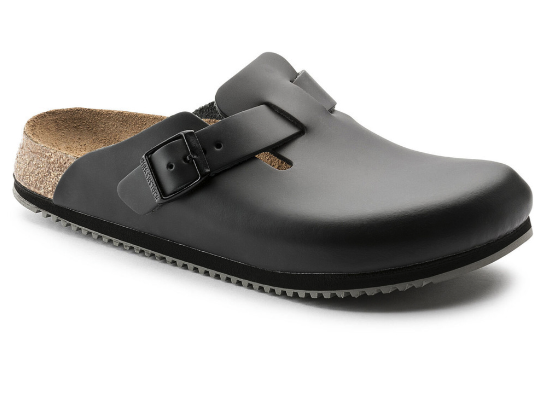Birkenstock Clog Boston Super Grip, Naturleder, schwarz