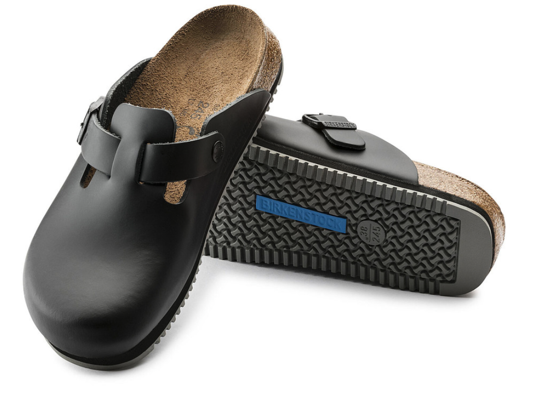 Birkenstock Clog Boston Super Grip, Naturleder, schwarz