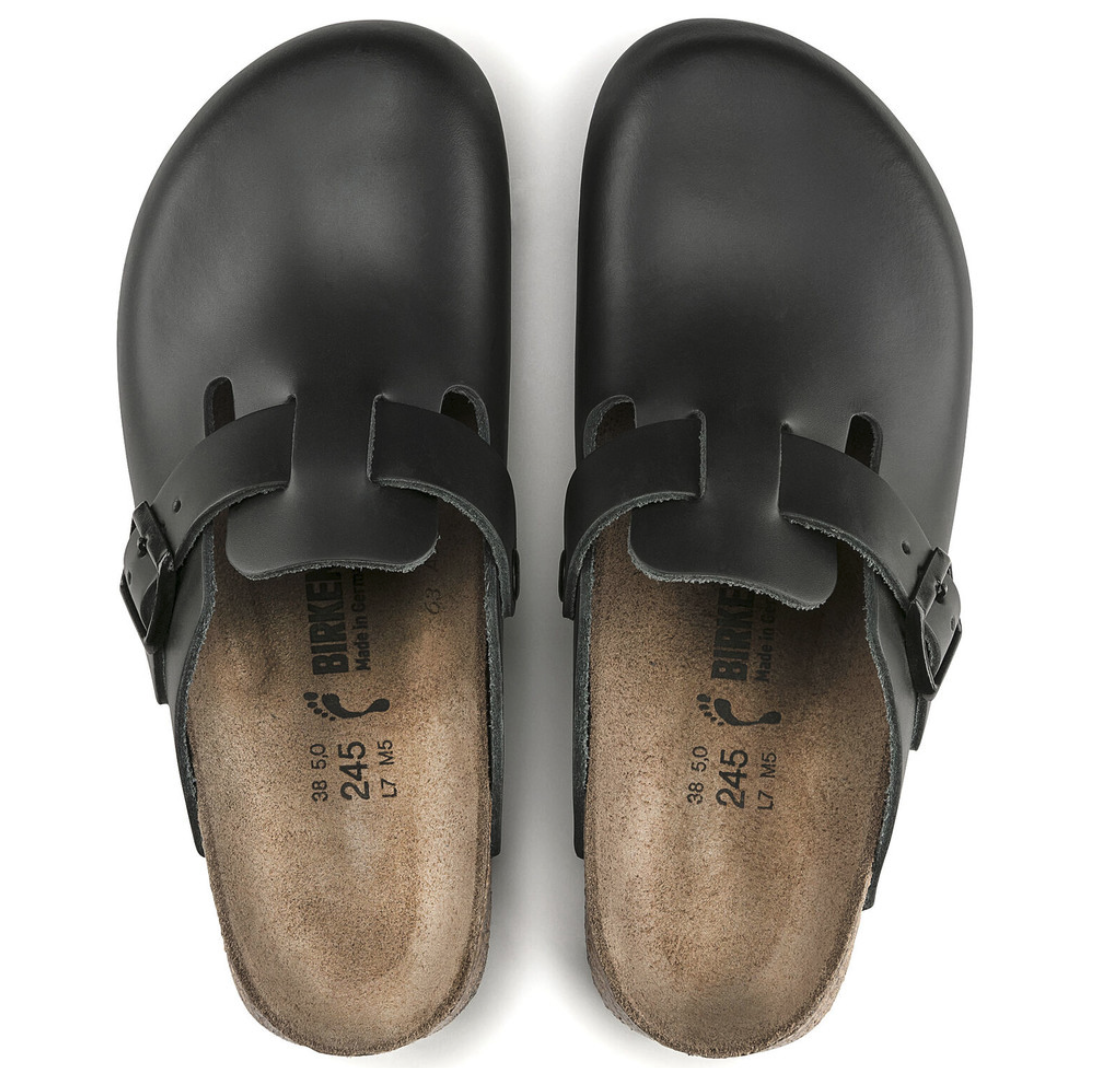 Birkenstock Clog Boston Super Grip, Naturleder, schwarz