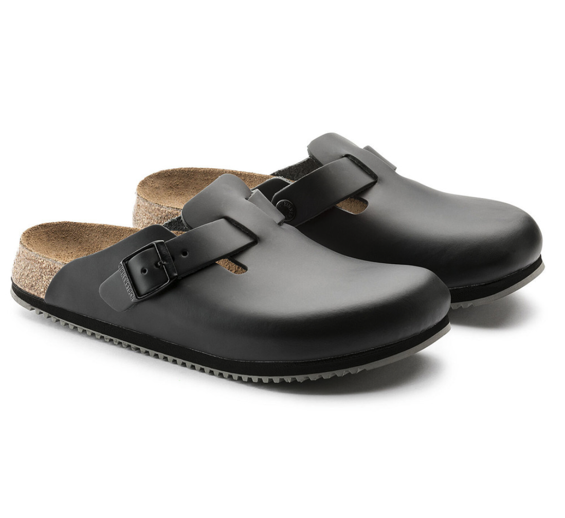 Birkenstock Clog Boston Super Grip, Naturleder, schwarz