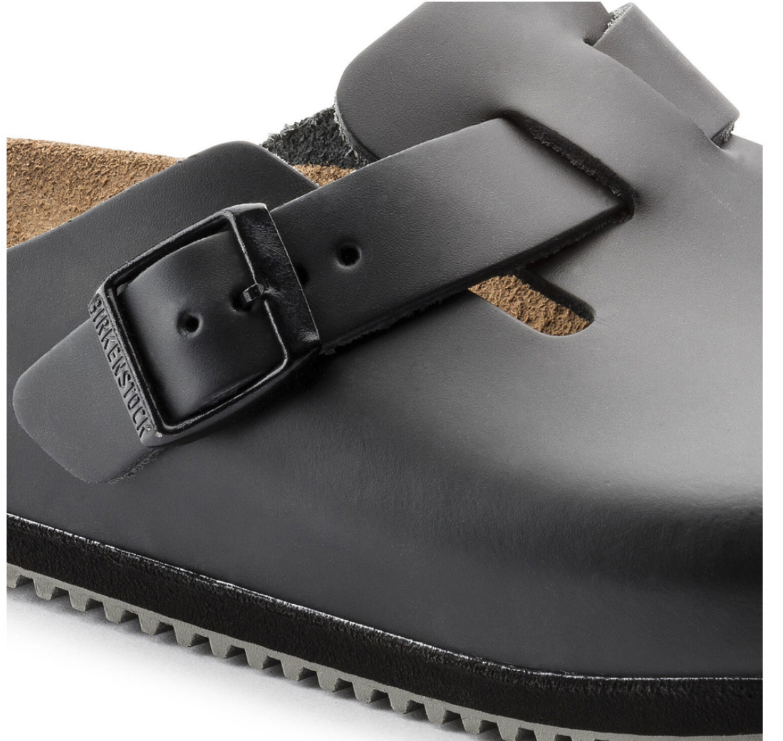 Birkenstock Clog Boston Super Grip, Naturleder, schwarz