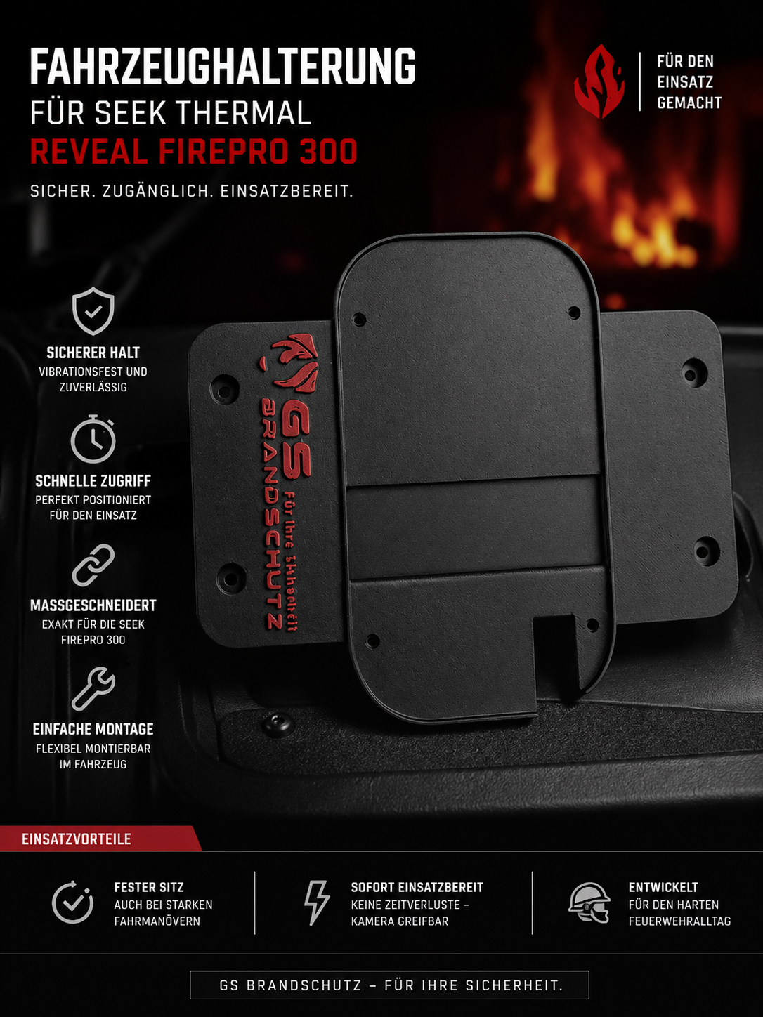 Fahrzeughalterung für Seek Thermal Reveal FirePRO 300 Wärmebildkamera - GS Brandschutz