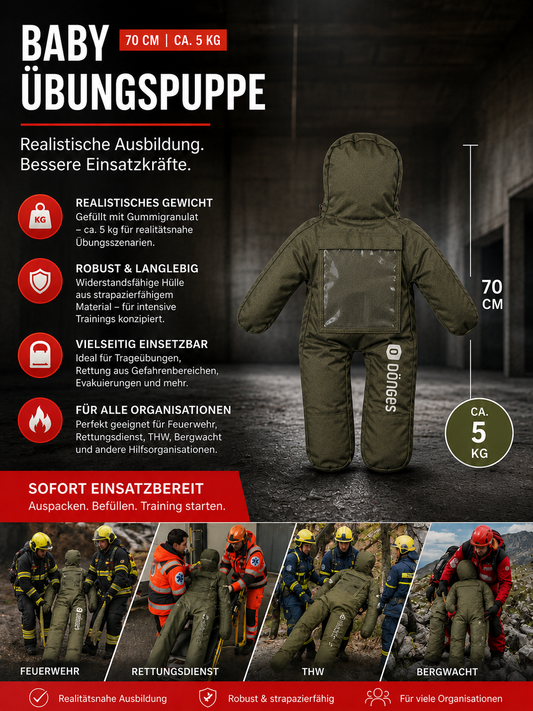 Dönges Übungspuppe Baby 70cm, 5 kg,  Feuerwehr, Rettungsdienst, THW, fertig gefüllt (Kopie) (Kopie)