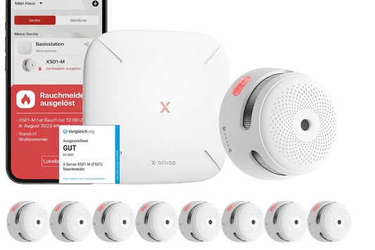 X-Sense Smart Rauchmelder Set 8 Stück XS01-M mit SBS50 Basisstation, TÜV-Zertifiziert - GS Brandschutz